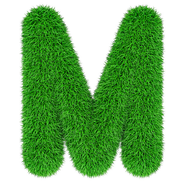绿草字母M, 3D渲染图片下载