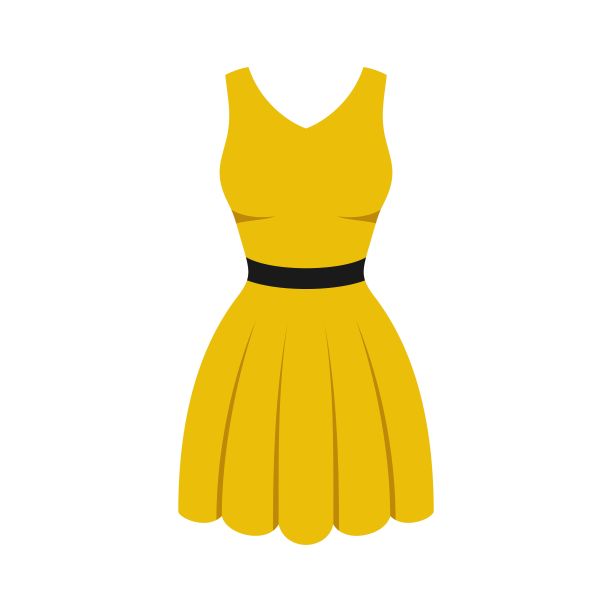 穿平底衣服。女人的衣服。轮廓服装。晚装和鸡尾酒会礼服的标志。矢量图图片下载