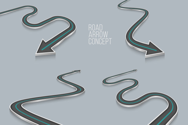 白色背景上蜿蜒的3d道路信息图概念。时间模板。图片下载