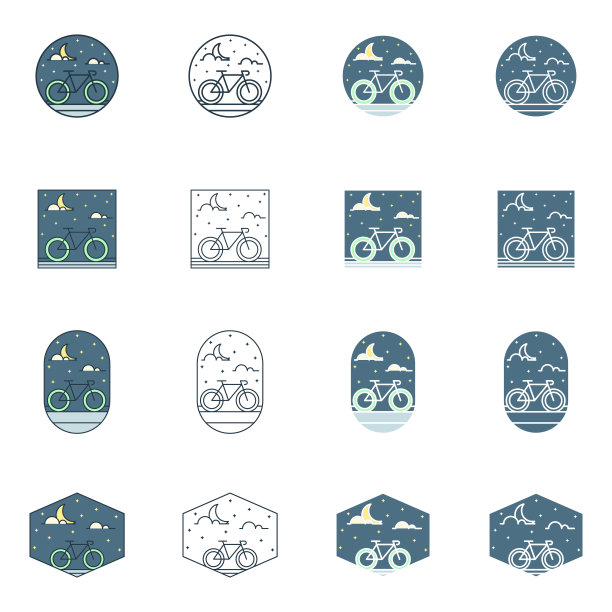 夜间循环单线或线艺术风格矢量插图图片下载