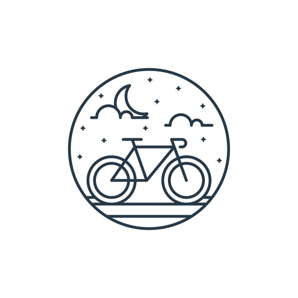 夜间循环单线或线艺术风格矢量插图图片下载