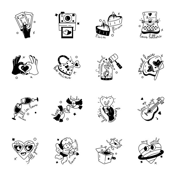 方便包的爱的日子字形贴纸图片下载