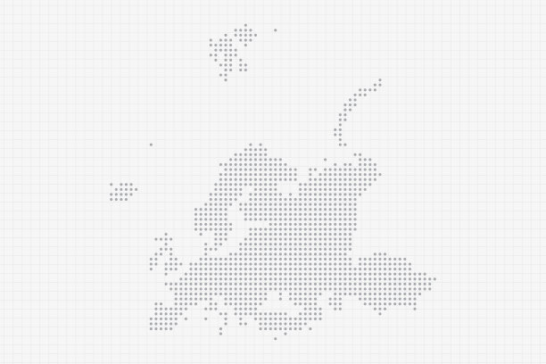 灰色的欧洲大陆像素点图。半色调网点概念。矢量图EPS10图片下载