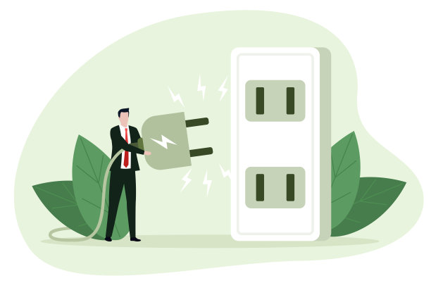 减少家里的能源消耗，拔掉电器插头。能源效率和家庭用电的概念。图片下载