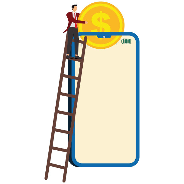 商人用大智能手机和美元硬币图片下载