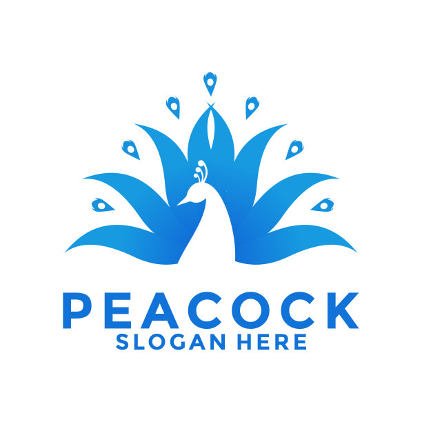 豪华孔雀鸟标志图标，抽象孔雀标志矢量设计模板图片下载
