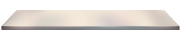 白色金属钢台面，厨房装饰的空粉红色架子。矢量灰色不锈钢模型，铁桌面在白色背景与聚光灯。吧台台面元素用于产品展示图片下载