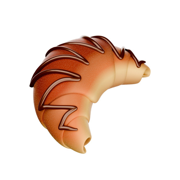 卡通风格的可颂巧克力3D。图片下载