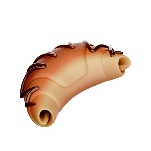 卡通风格的可颂巧克力3D。图片下载