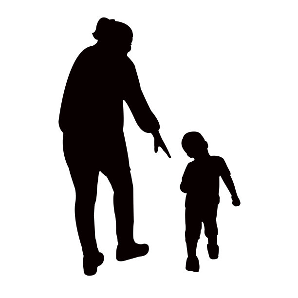 母亲和孩子在一起，剪影矢量图片下载