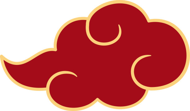 中国风云饰，亚洲新年插画和装饰品，平面设计，二维正面视图。图片下载