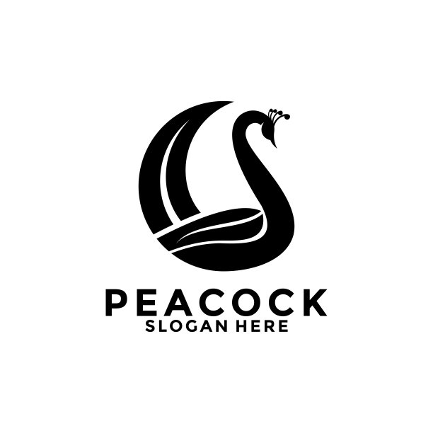 豪华孔雀鸟标志图标，抽象孔雀标志矢量设计模板图片下载