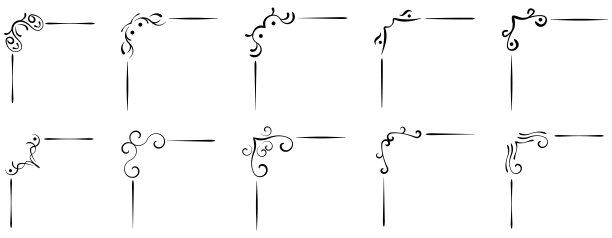 角设计。一组装饰角。经典，花卉和民族装饰。刺绣。矢量插图。图片下载