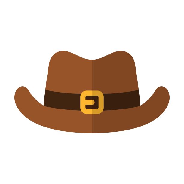 牛仔帽图标在平面风格孤立的白色背景。布朗警长头饰。狂野西部元素。矢量图图片下载