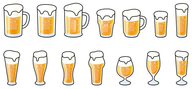 啤酒，啤酒杯矢量插图集图片下载
