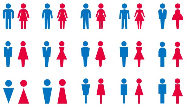 矢量插图集厕所标志的男人和女人图片下载