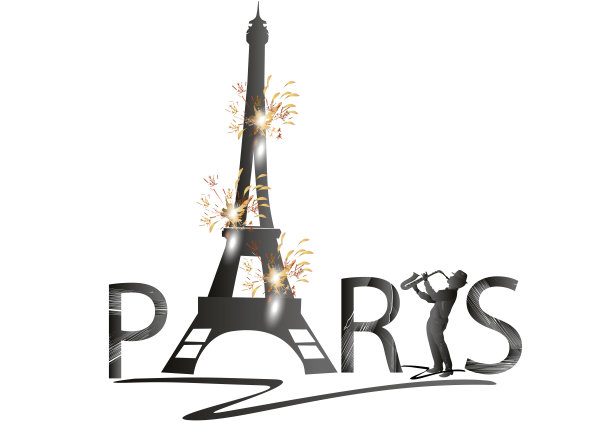 设计上有字母巴黎和埃菲尔铁塔，还有音乐家和烟花。图片下载