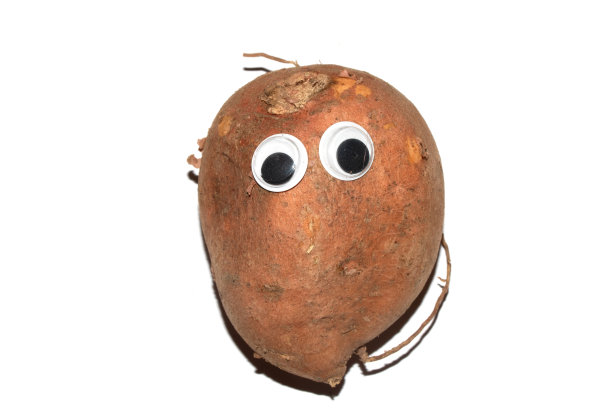 傻乎乎的食物，上面长着摇头晃脑眼睛的红薯图片下载