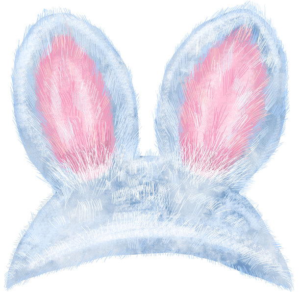 给猫戴的兔子耳朵帽子。手绘水彩画在白色的背景，孤立。图片下载