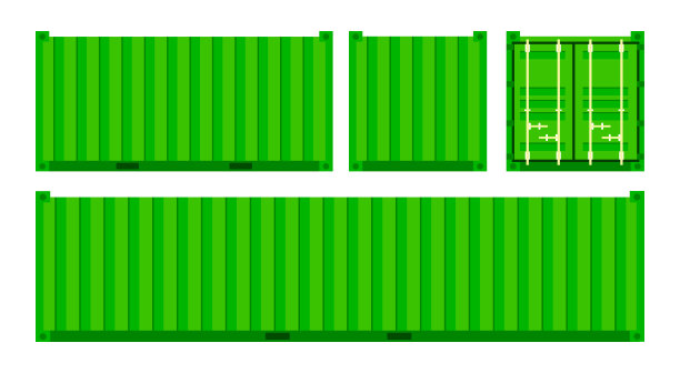 设置绿色集装箱。货运、发运、运输。矢量图图片下载