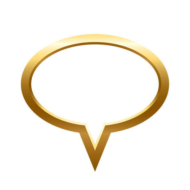 黄金演讲泡沫椭圆框架与阴影在白色背景上的图片。留白供画、画。三维现实管模板矢量插图。简单的金色物体模型图片下载