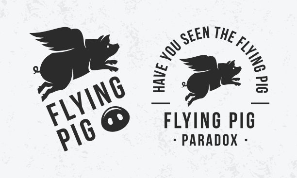 飞猪复古标签，徽章。带有垃圾垃圾纹理的有趣徽章。飞猪复古图标。潮人的设计。t恤印花。矢量图图片下载