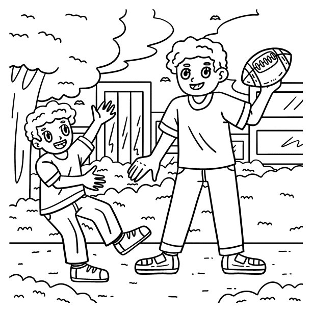 美式橄榄球父子玩填色游戏图片下载