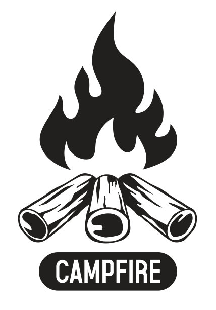篝火。矢量黑色插图孤立在白色背景。图片下载