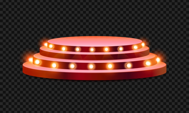 矢量圆形红色讲台与照明的横幅图片下载