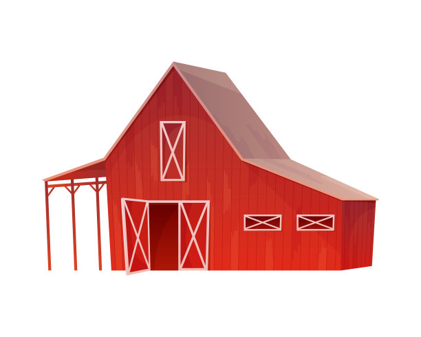红色农场谷仓，干草仓库，鸡舍或马厩图片下载