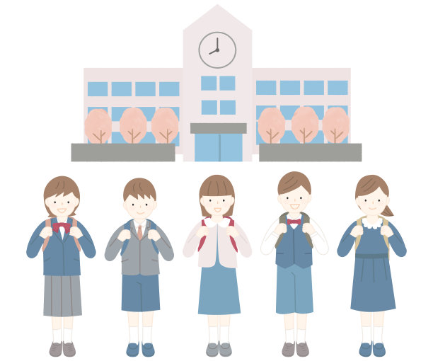 带着书包微笑的男孩和女孩图片下载