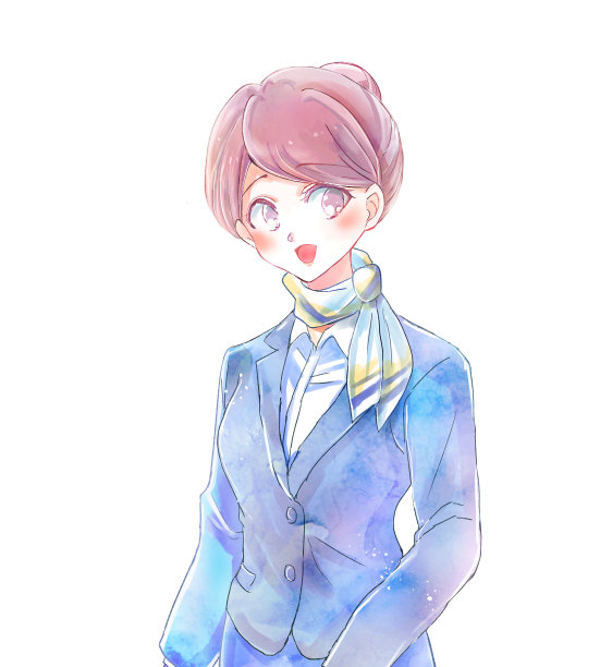 手绘微笑美丽的乘务员图片下载