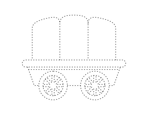 为涂色书模板，马车车轮插图儿童工作表印刷图片下载