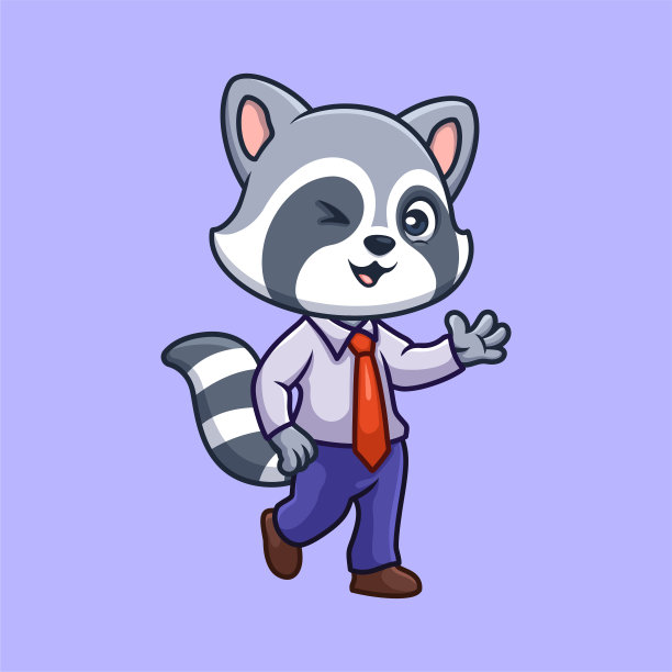 经理浣熊可爱的卡通插图图片下载