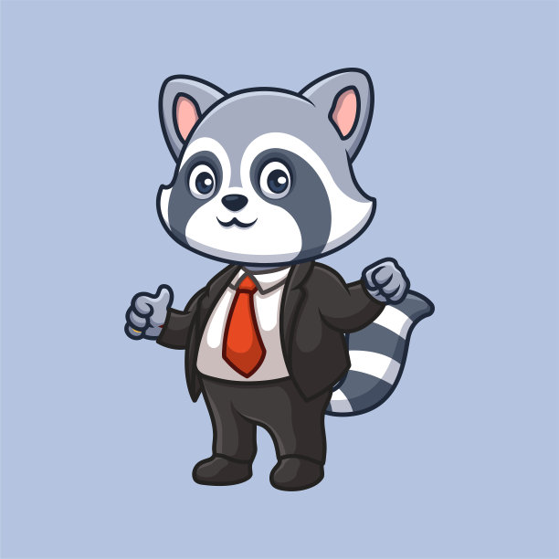 经理浣熊可爱的卡通插图图片下载