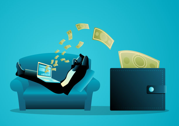 商人剪影被动收入钱沙发图片下载