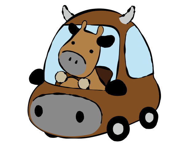 奶牛驾驶奶牛形状的汽车/插图材料(矢量插图)图片下载