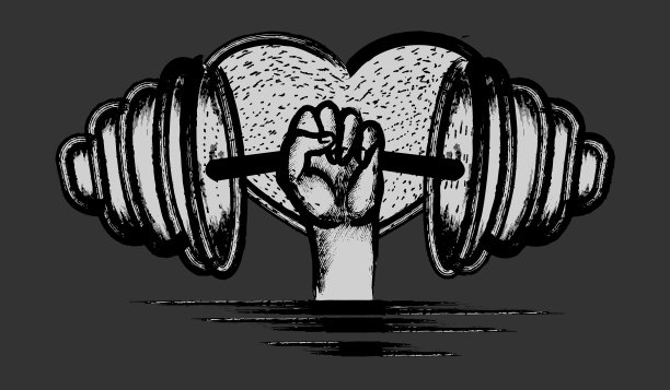 健身器材。健身运动，或重杠铃训练铁的标志图片下载