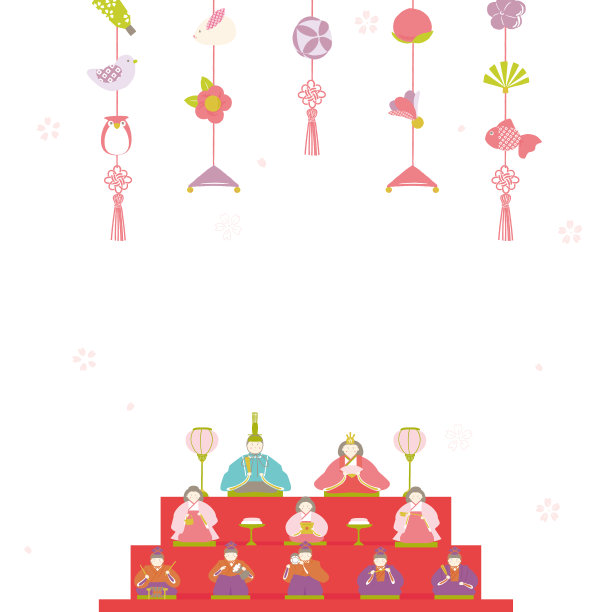 日本女儿节娃娃矢量插画（祈祷女孩健康幸福）图片下载