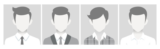 默认占位头像配置文件在灰色背景。男性的轮廓。灰度用户档案，人物图标，性别中立的轮廓，个人资料图片为未知或匿名的个人。用于社交媒体的个人资料，图标，屏幕保护程序和模板图片下载