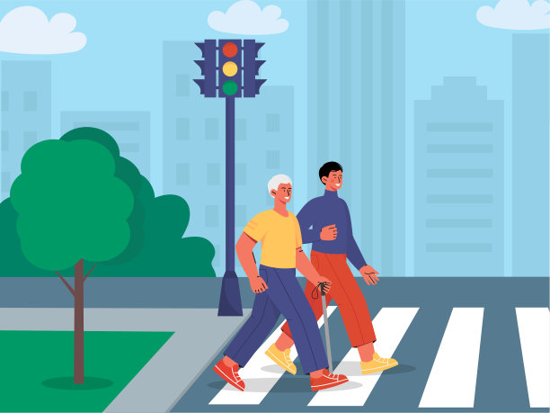 帮助爷爷在街道矢量图片下载