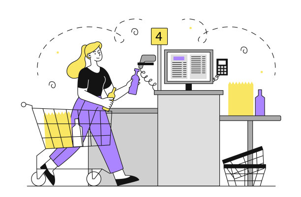 自助结账矢量涂鸦的女人图片下载