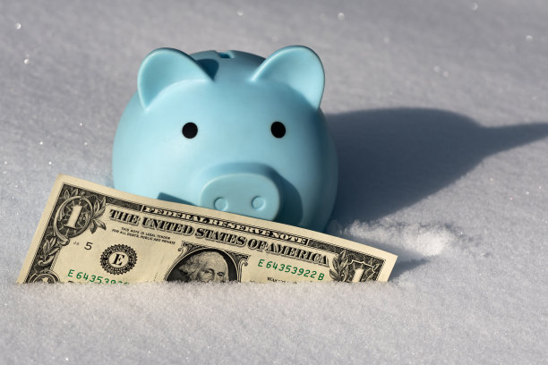 1美元钞票埋在雪里图片下载