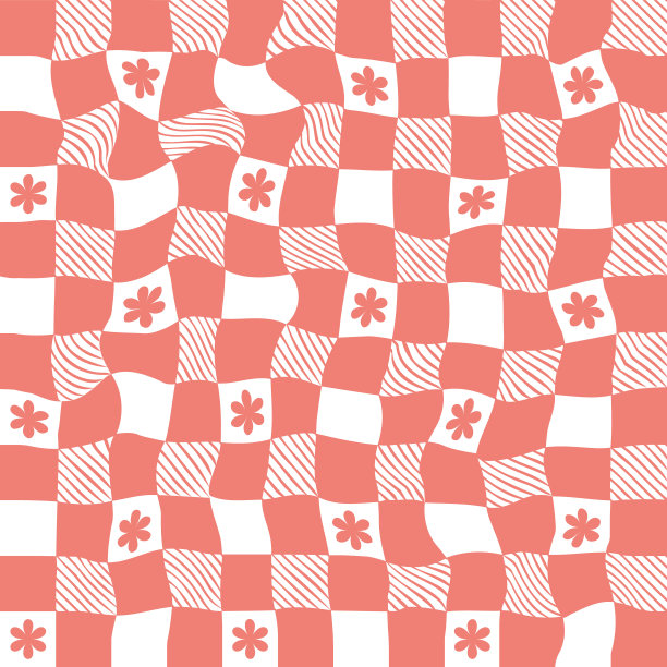 迷幻抽象棋盘背景在20世纪70年代复古风格。时髦的嬉皮士海报。矢量图图片下载