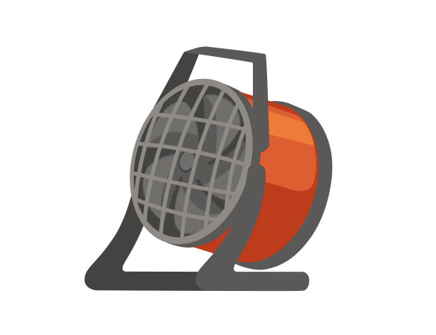 家用便携式空气加热器与风扇和陶瓷加热器元件矢量插图孤立的白色背景图片下载