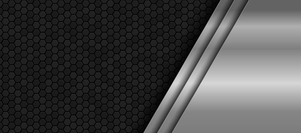 深色背景由反射的金属线条组成。六角形金属纹理背景图片下载