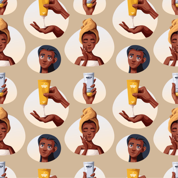 天衣无缝的图案与深色皮肤的女人，手与霜。图片下载