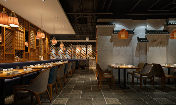 餐厅咖啡厅的3d渲染图片下载