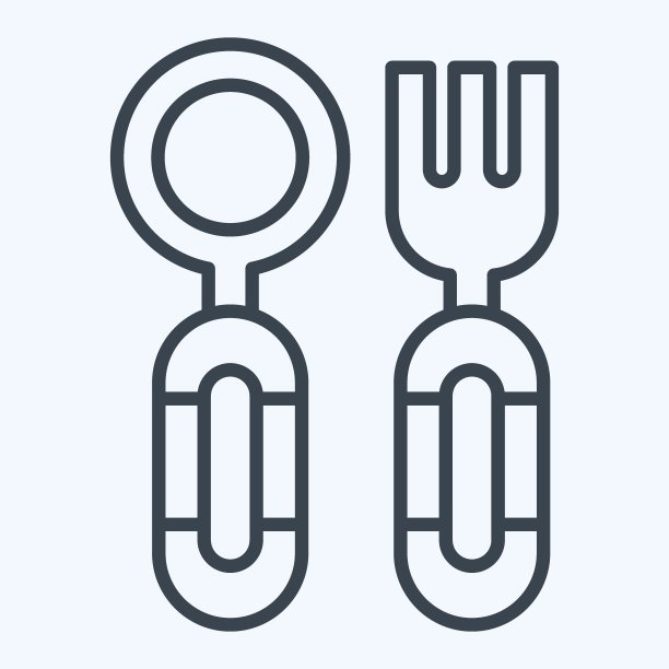 图标餐具。与幼儿园有关的标志。行风格。简单的设计可编辑。简单的说明图片下载