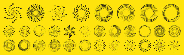 圆形图形纹理孤立在黑色背景图片下载